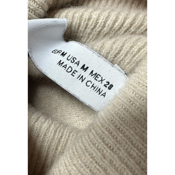 Zara‎ Turtleneck Oatmeal Knit Cropped Sweater Womens Medium 100% Wool - Picture 4 of 10